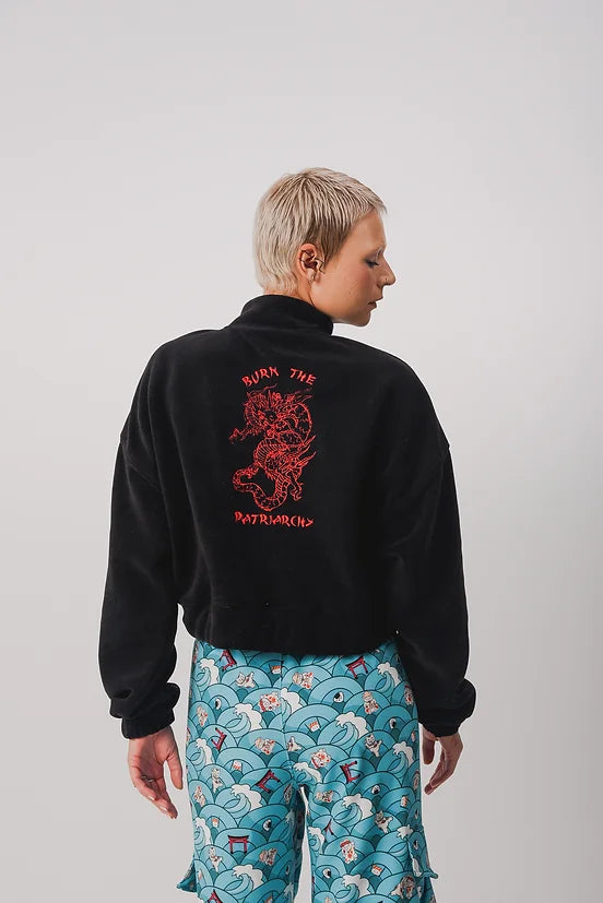 Burn The Patriarchy Dragon - Half zipped Polar Fleece