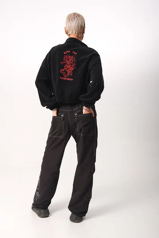 Burn The Patriarchy Dragon - Half zipped Polar Fleece