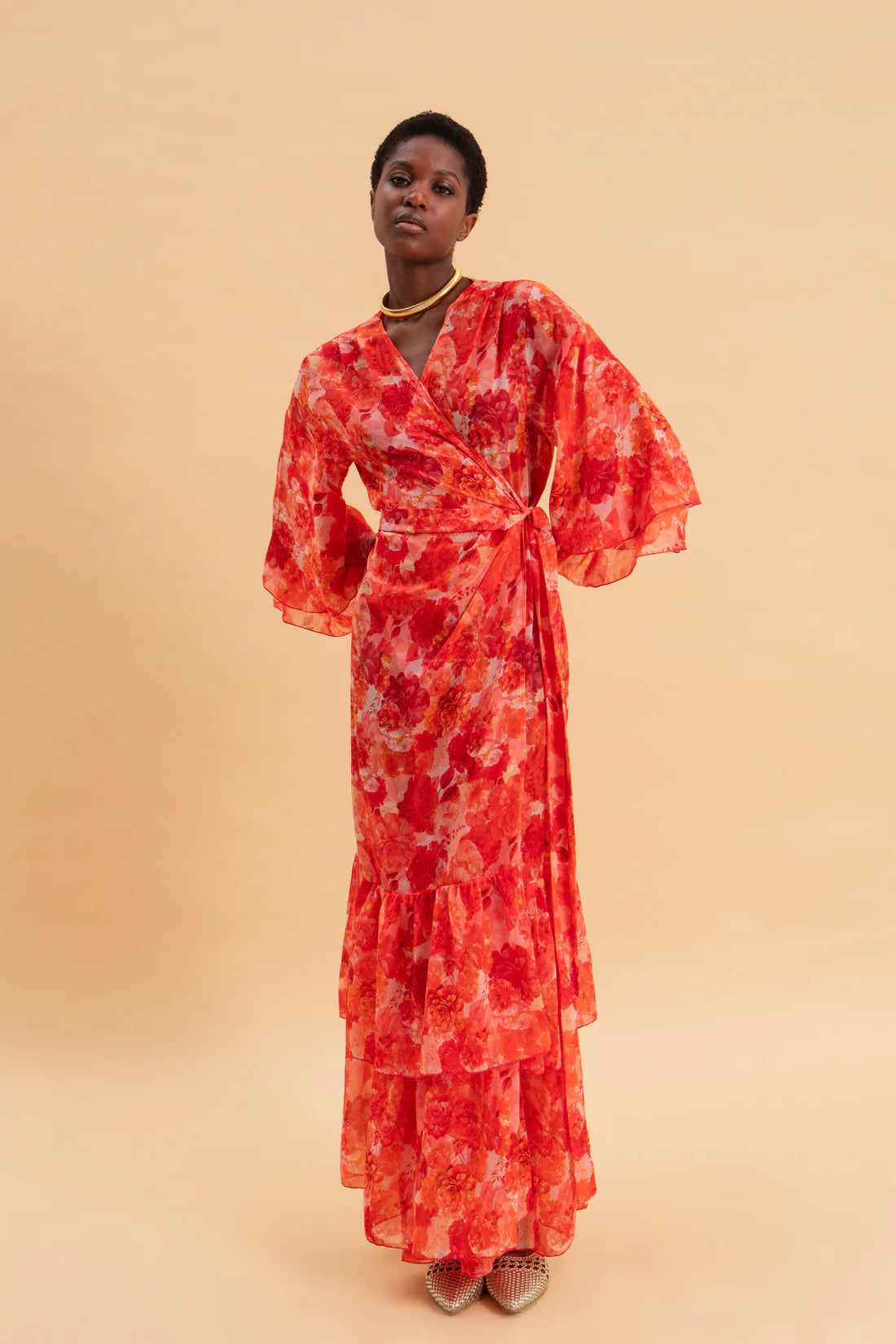 SUNSET DREAM KIMONO DRESS WITH RUFFLES