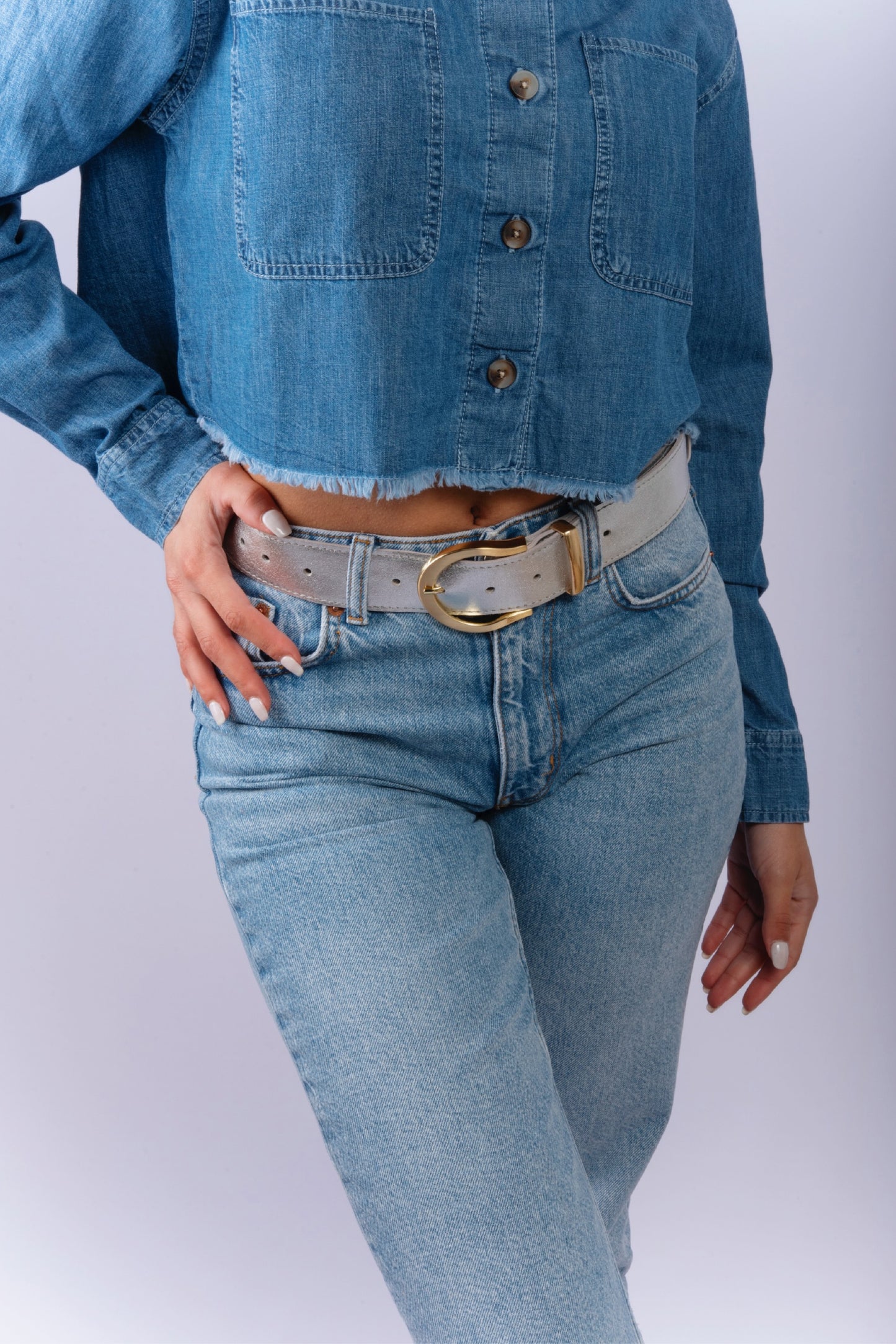 Hilda Silver Metalize Belt