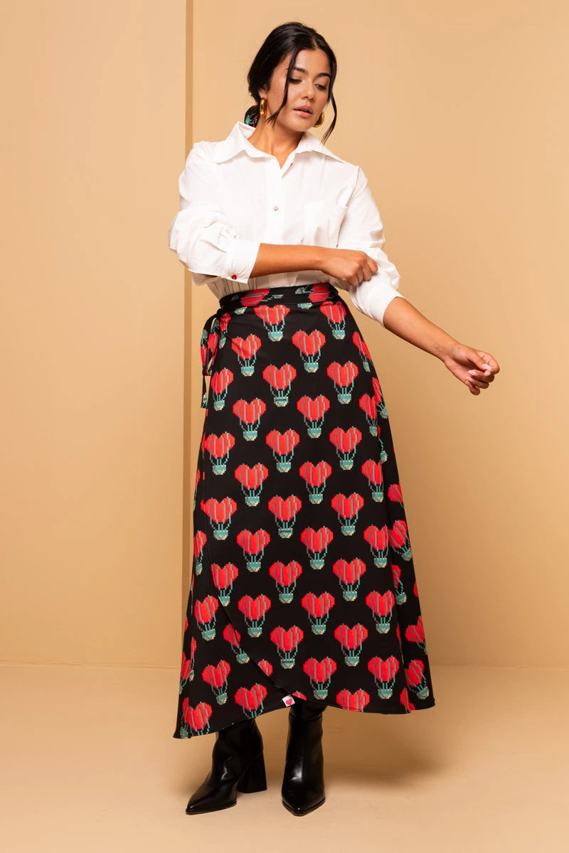 Klara Wrap Skirt Pixel Balloons Hearts Φούτερ Δετή Φούστα Petit Boutik