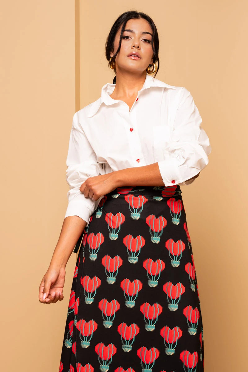 Klara Wrap Skirt Pixel Balloons Hearts Φούτερ Δετή Φούστα Petit Boutik
