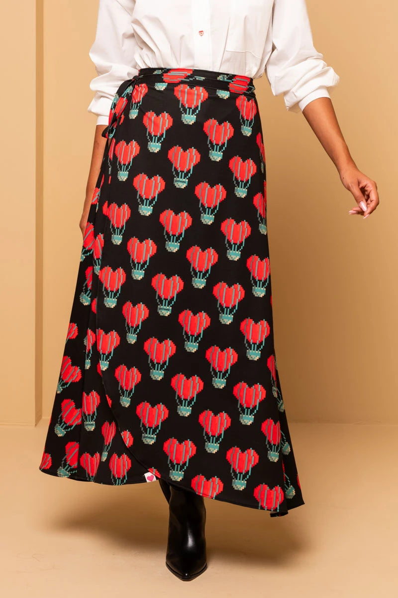 Klara Wrap Skirt Pixel Balloons Hearts Φούτερ Δετή Φούστα Petit Boutik