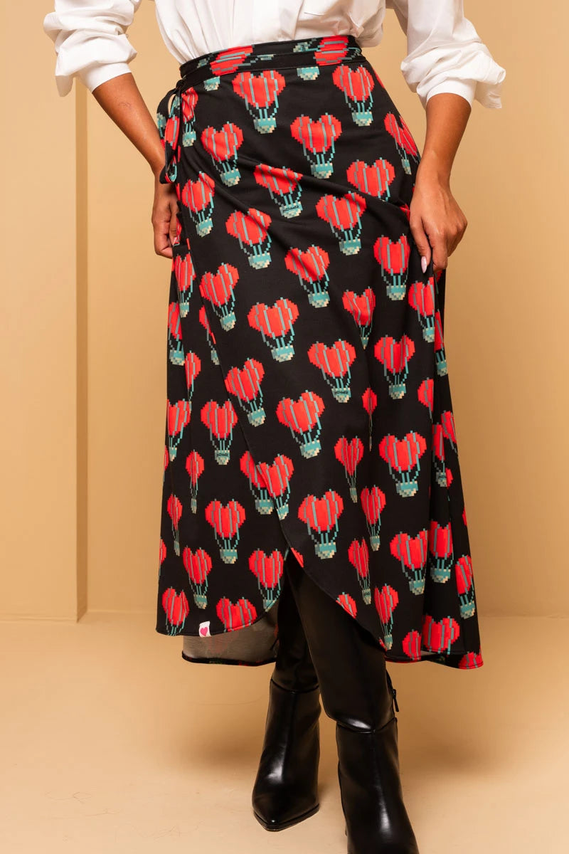 Klara Wrap Skirt Pixel Balloons Hearts Φούτερ Δετή Φούστα Petit Boutik