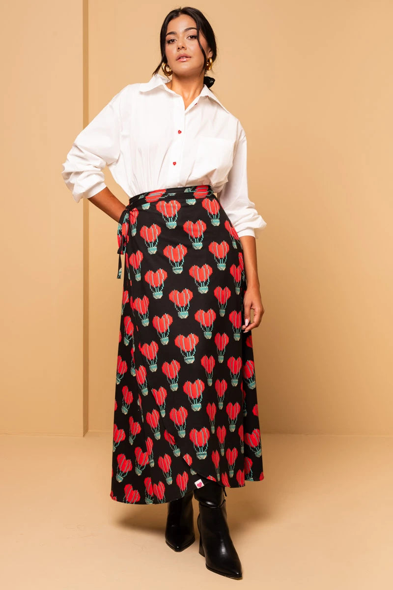 Klara Wrap Skirt Pixel Balloons Hearts Φούτερ Δετή Φούστα Petit Boutik