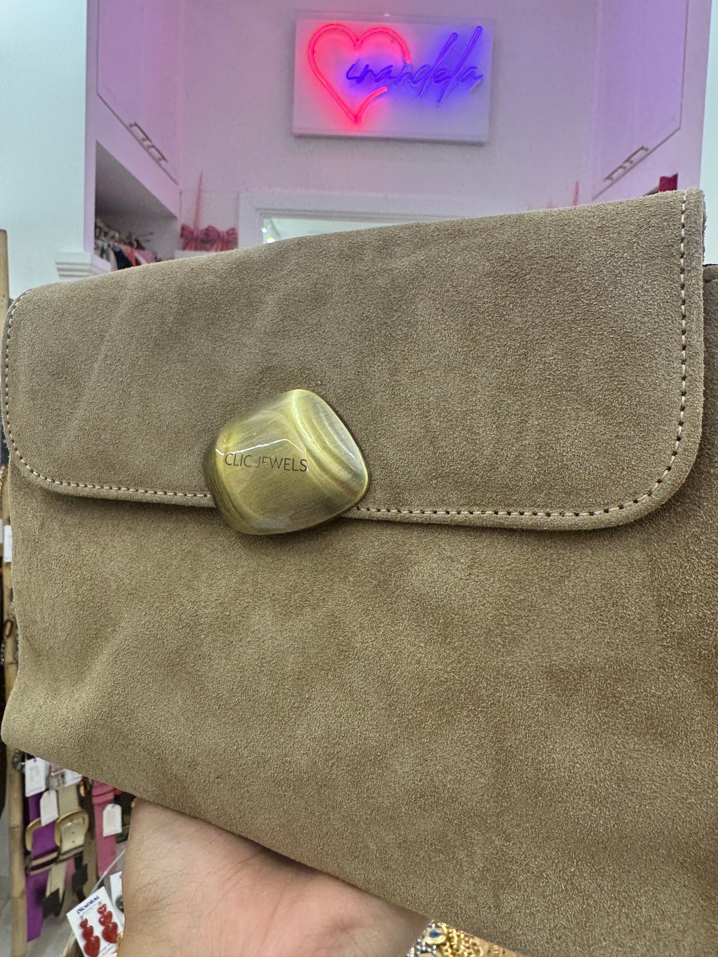 DONNA MEDIUM (Mocha suede genuine leather)