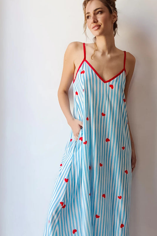 ANNITA DRESS (light blue stripes)