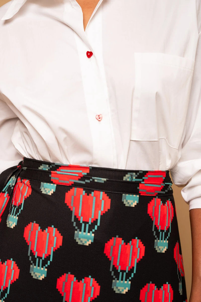 Klara Wrap Skirt Pixel Balloons Hearts Φούτερ Δετή Φούστα Petit Boutik