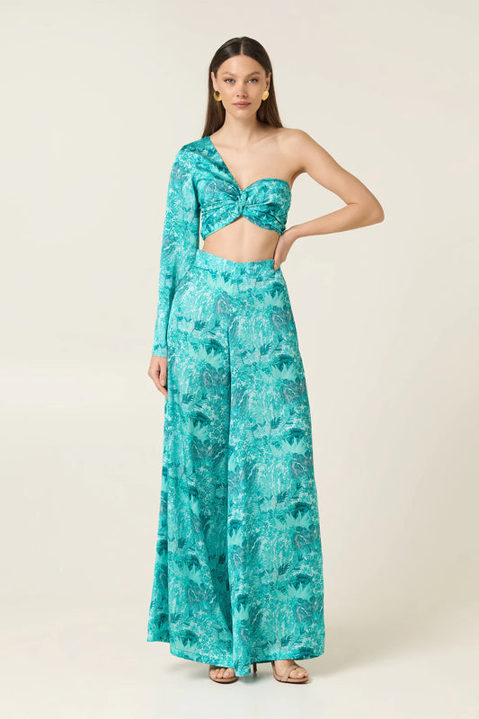 SERAFINA ONE SHOULDER SATIN TOP