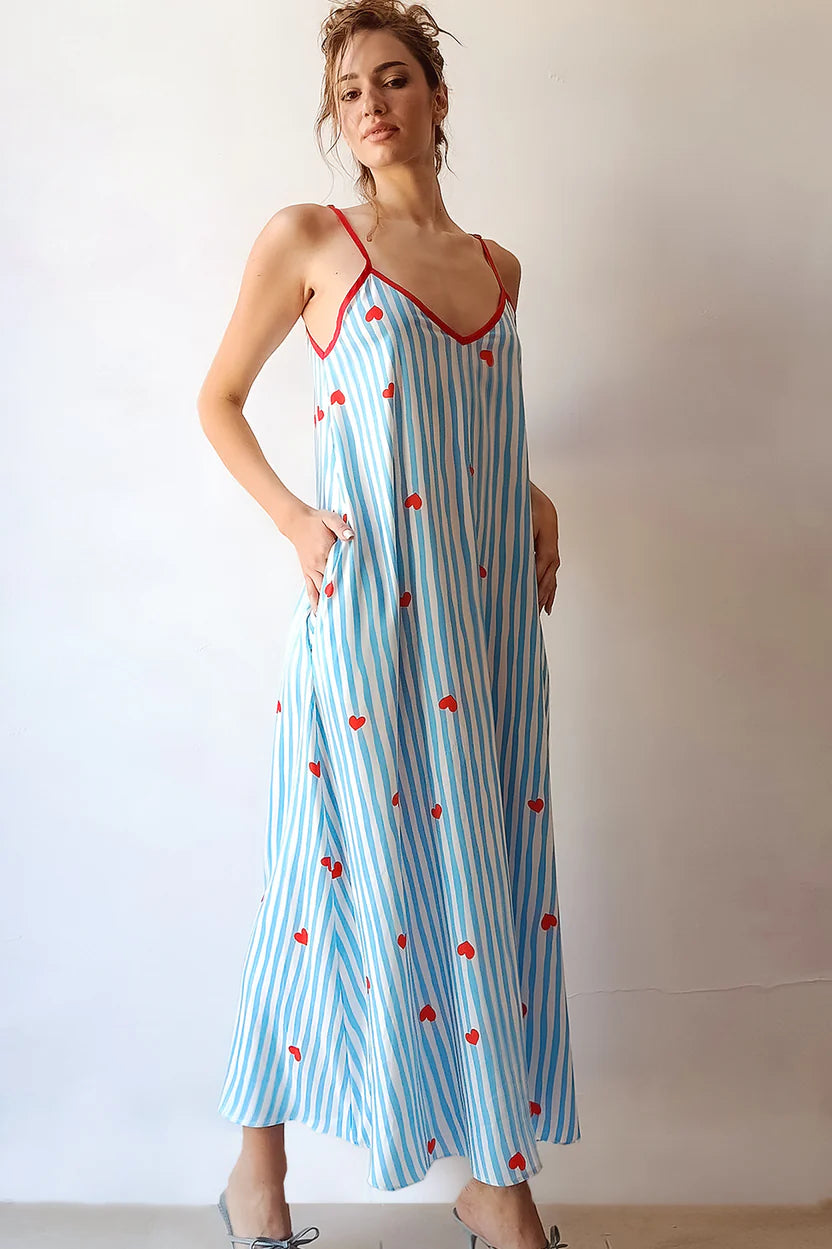 ANNITA DRESS (light blue stripes)