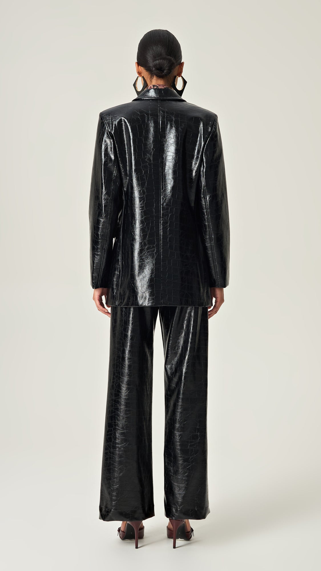MIDNIGHT POWER CROCO LEATHER PANTS
