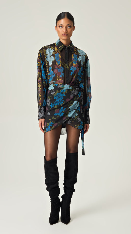 NOCTURNAL GARDEN MINI WRAP SKIRT