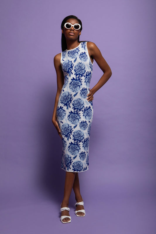 ARIANA KNITTED JACQUARD MIDI DRESS