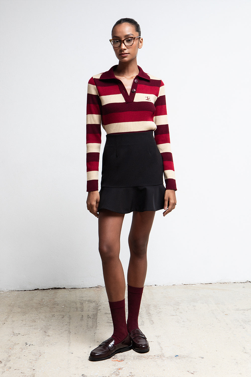 BLACK FLOUNCE MINI SKIRT