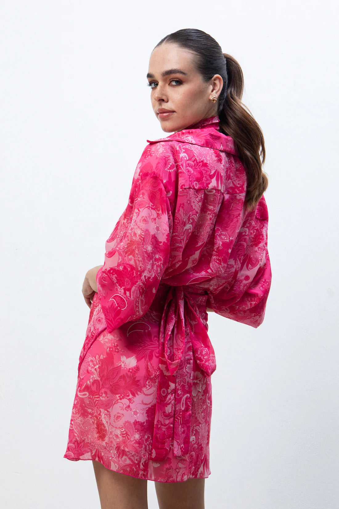 FUCHSIA PAISLEY MINI WRAP SKIRT