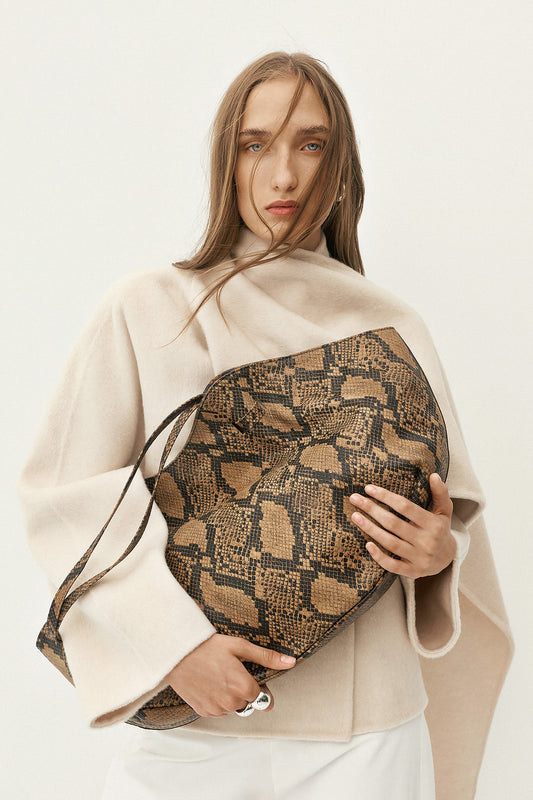 BLUSH ΔEΡΜΑΤΙΝΗ SHOPPER ΤΣΑΝΤΑ ΦΙΔΙ ΚΑΦΕ