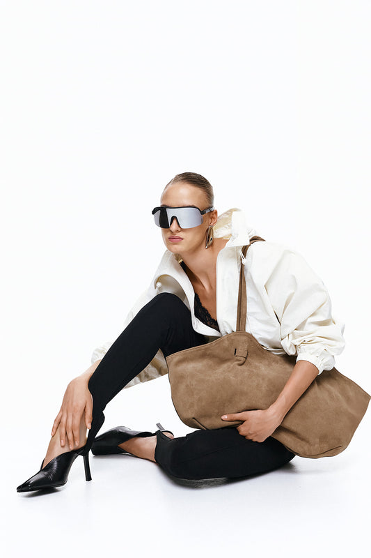 BLUSH ΔEΡΜΑΤΙΝΗ SHOPPER ΤΣΑΝΤΑ ΠΟΥΡΟ SUEDE