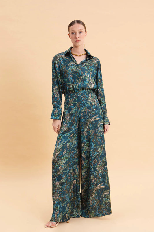 MYSTIC FOREST HIGH WAISTED SATIN PANTS