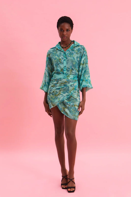 BOTANICAL BREEZE MINI WRAP SKIRT