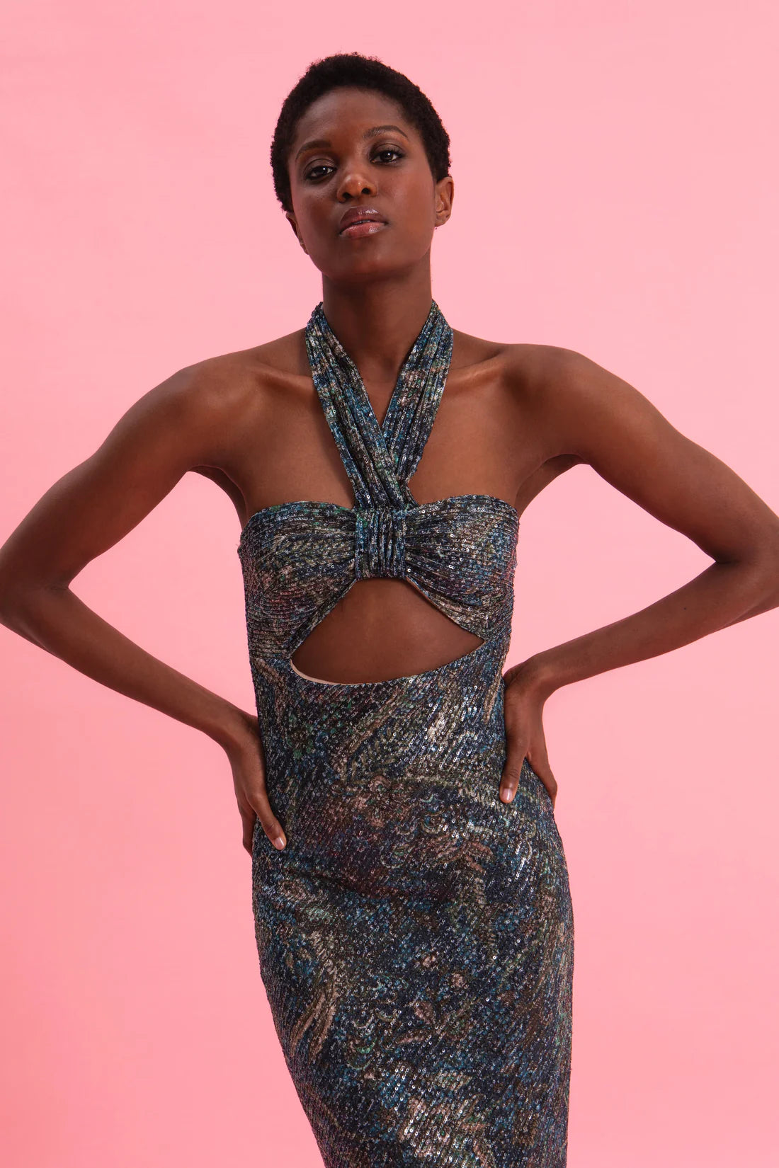MYSTIC FOREST MIDI SEQUINED DRESS