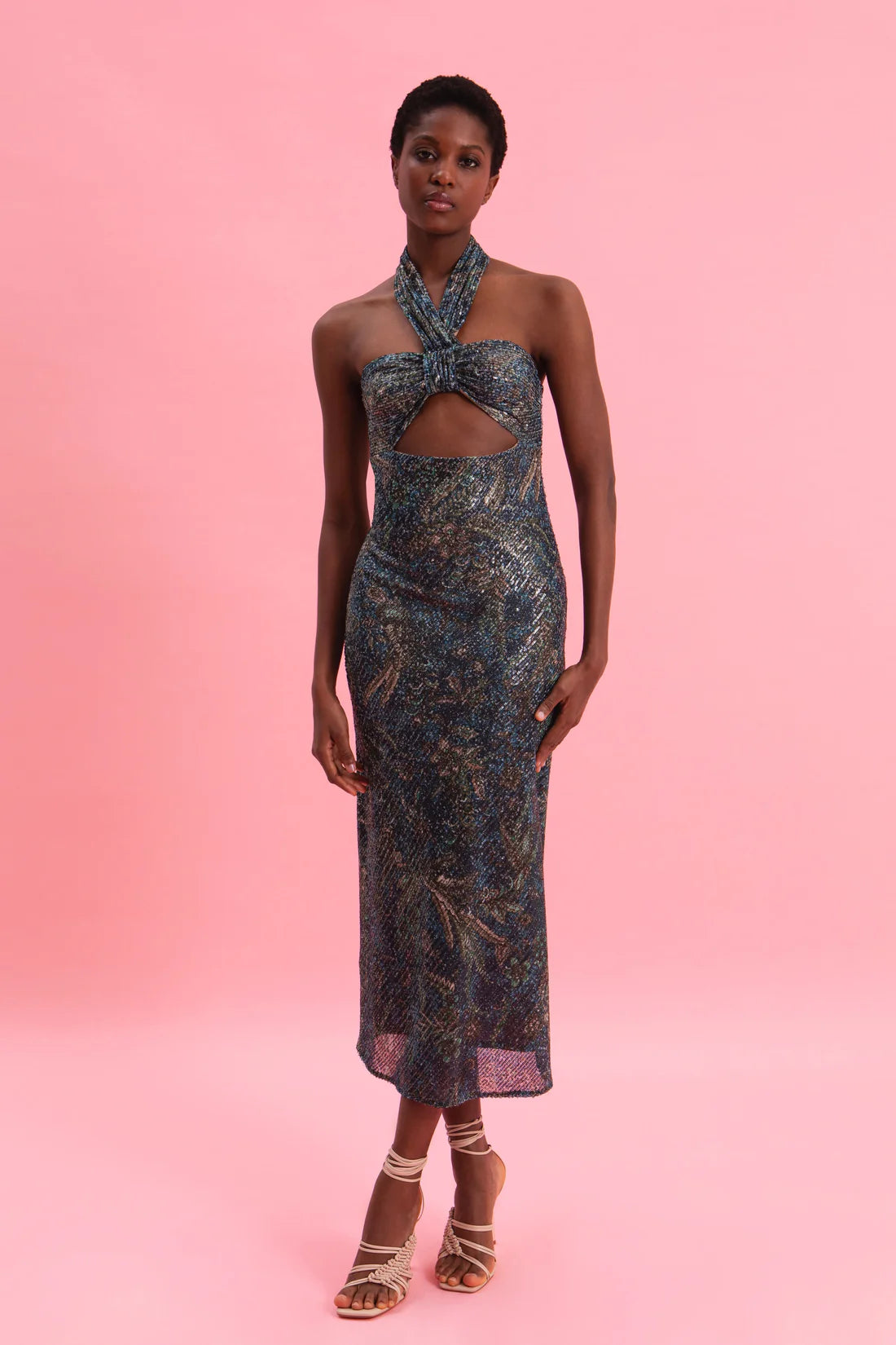 MYSTIC FOREST MIDI SEQUINED DRESS
