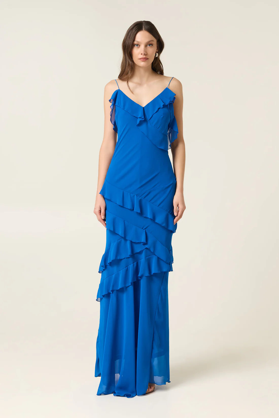 SAPPHIRE MAXI DRESS WITH RUFFLES