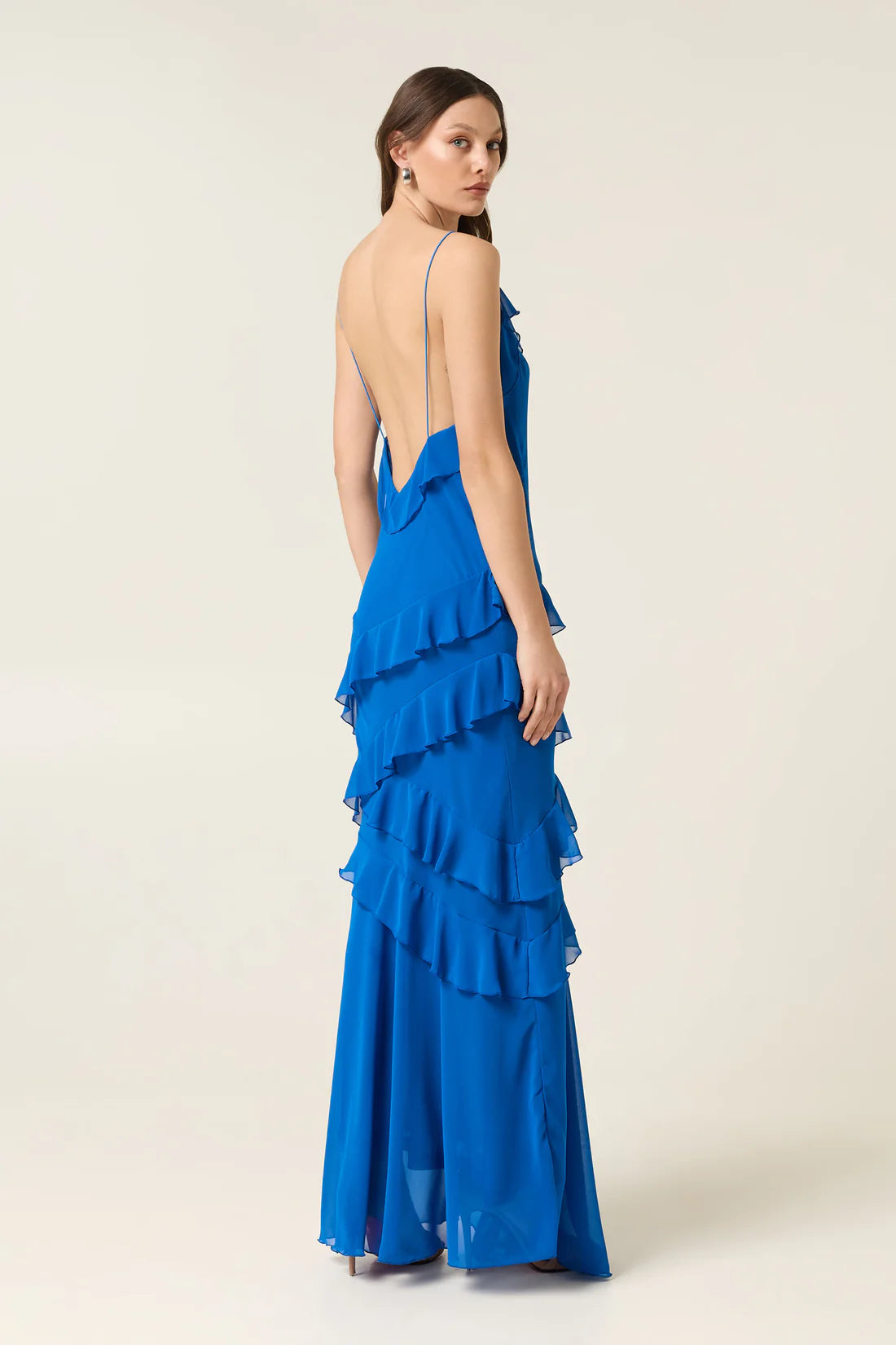 SAPPHIRE MAXI DRESS WITH RUFFLES
