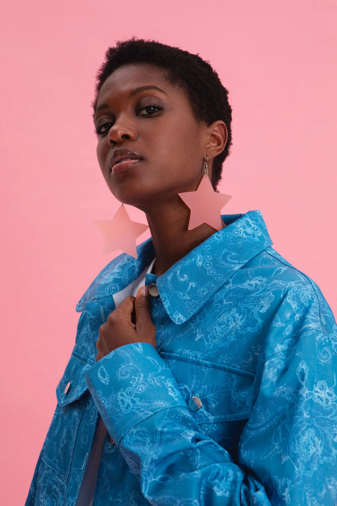 AQUATIC ELEGANCE 100% COTTON JEAN JACKET