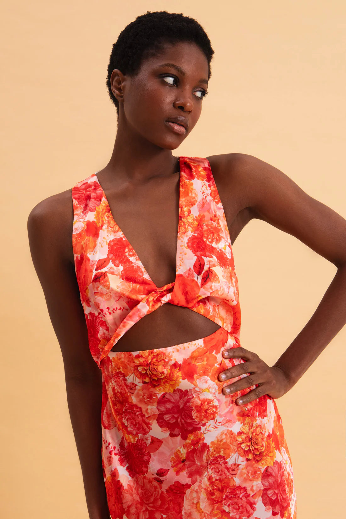 SUNSET DREAM MIDI SATIN DRESS