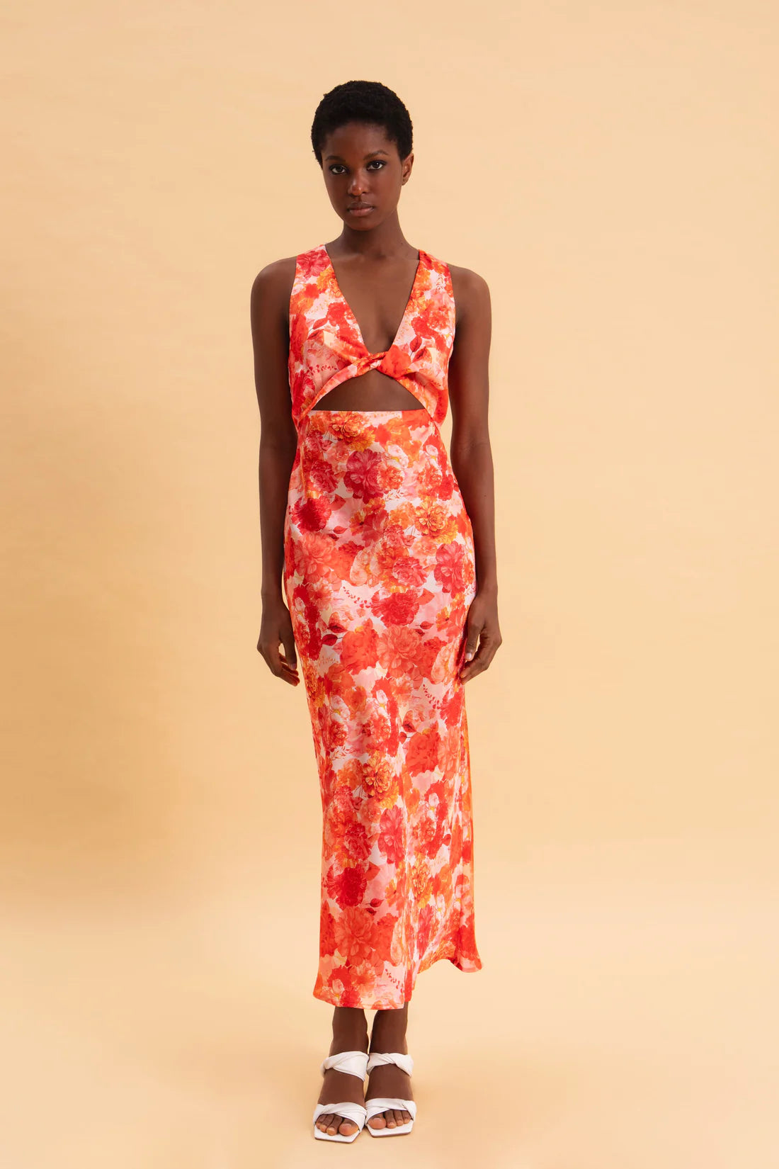 SUNSET DREAM MIDI SATIN DRESS