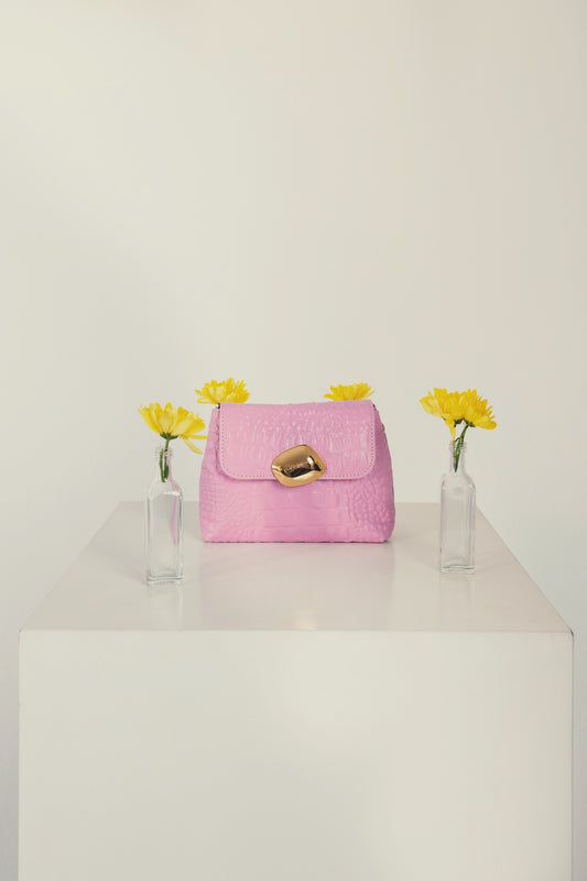 MAYA MINIBAG (Pink croco genuine leather)