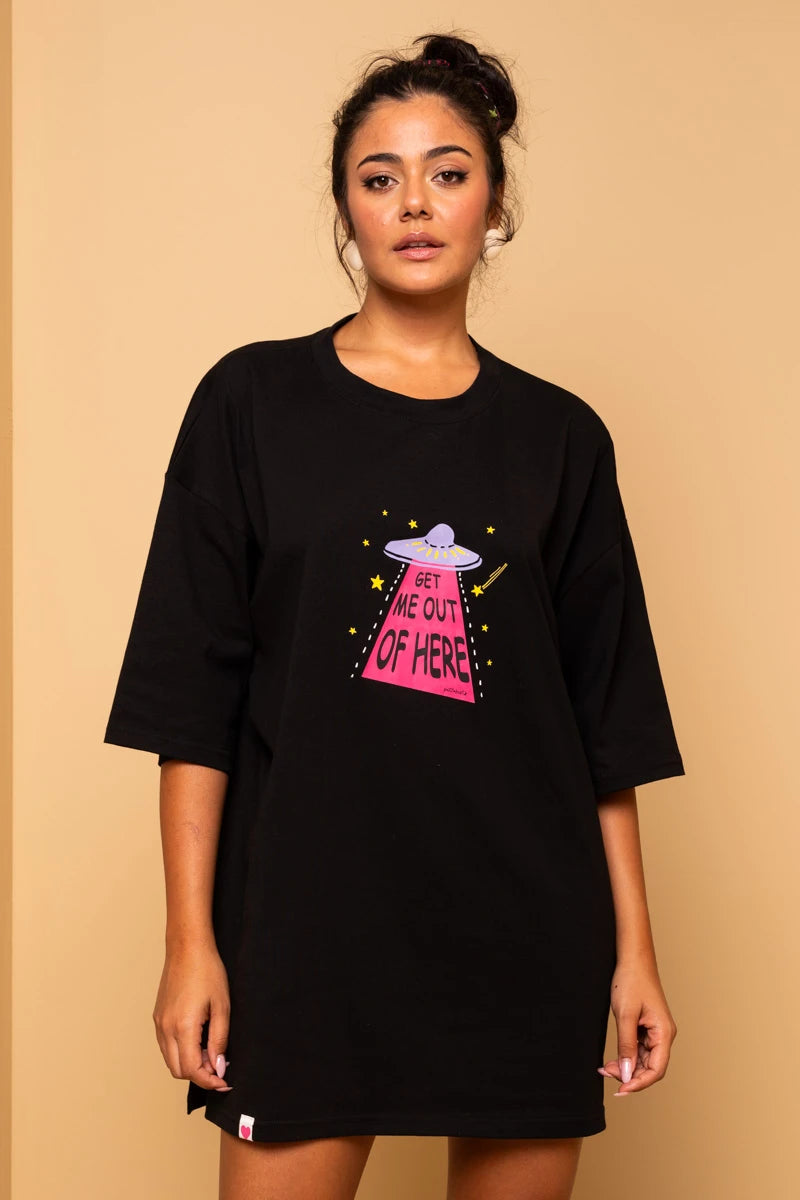T-shirt Blouse Black Get Me Out Of Here Κοντομάνικο Μπλουζάκι Petit Boutik
