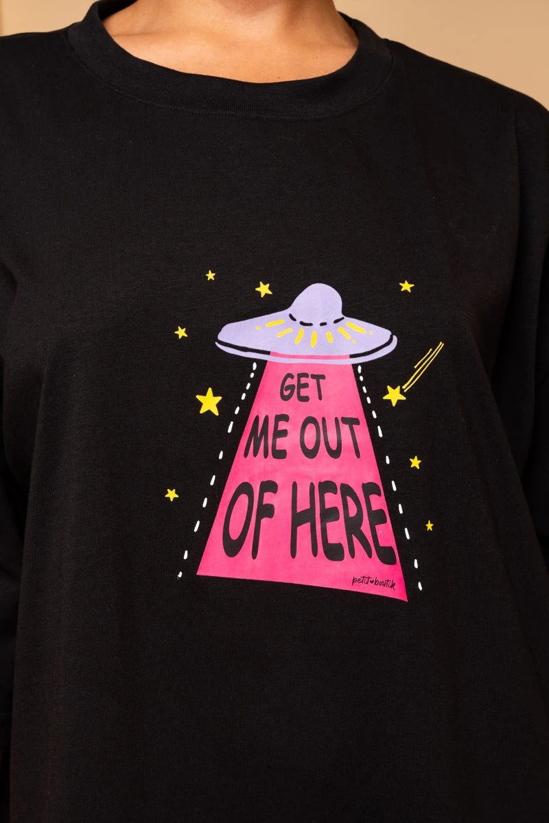 T-shirt Blouse Black Get Me Out Of Here Κοντομάνικο Μπλουζάκι Petit Boutik