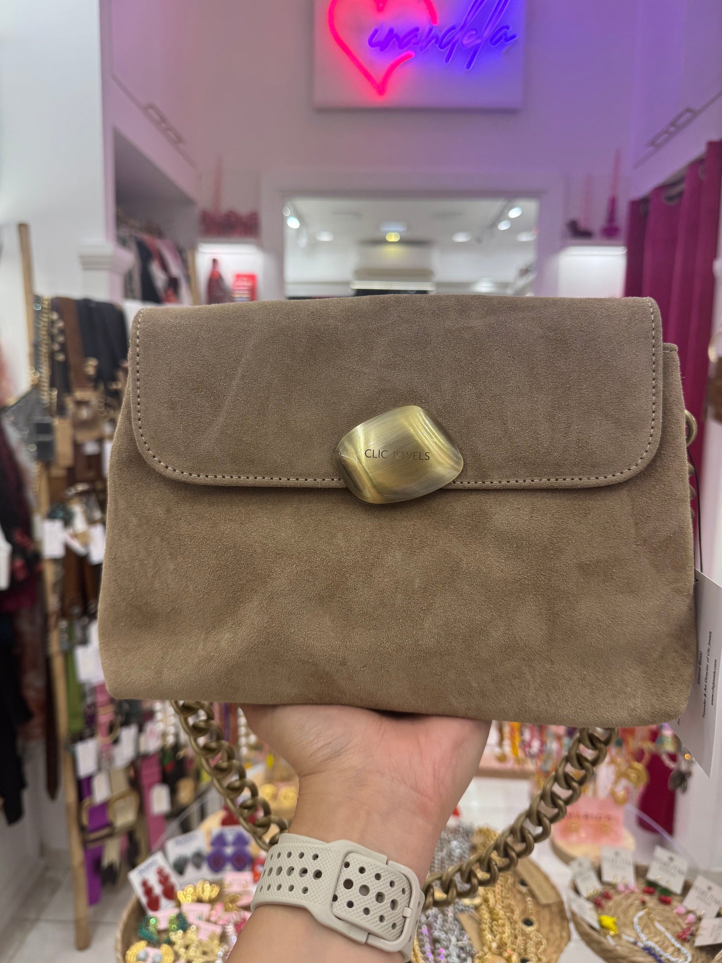 DONNA MEDIUM (Mocha suede genuine leather)