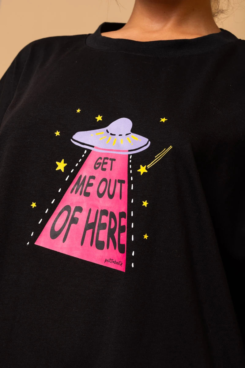 T-shirt Blouse Black Get Me Out Of Here Κοντομάνικο Μπλουζάκι Petit Boutik