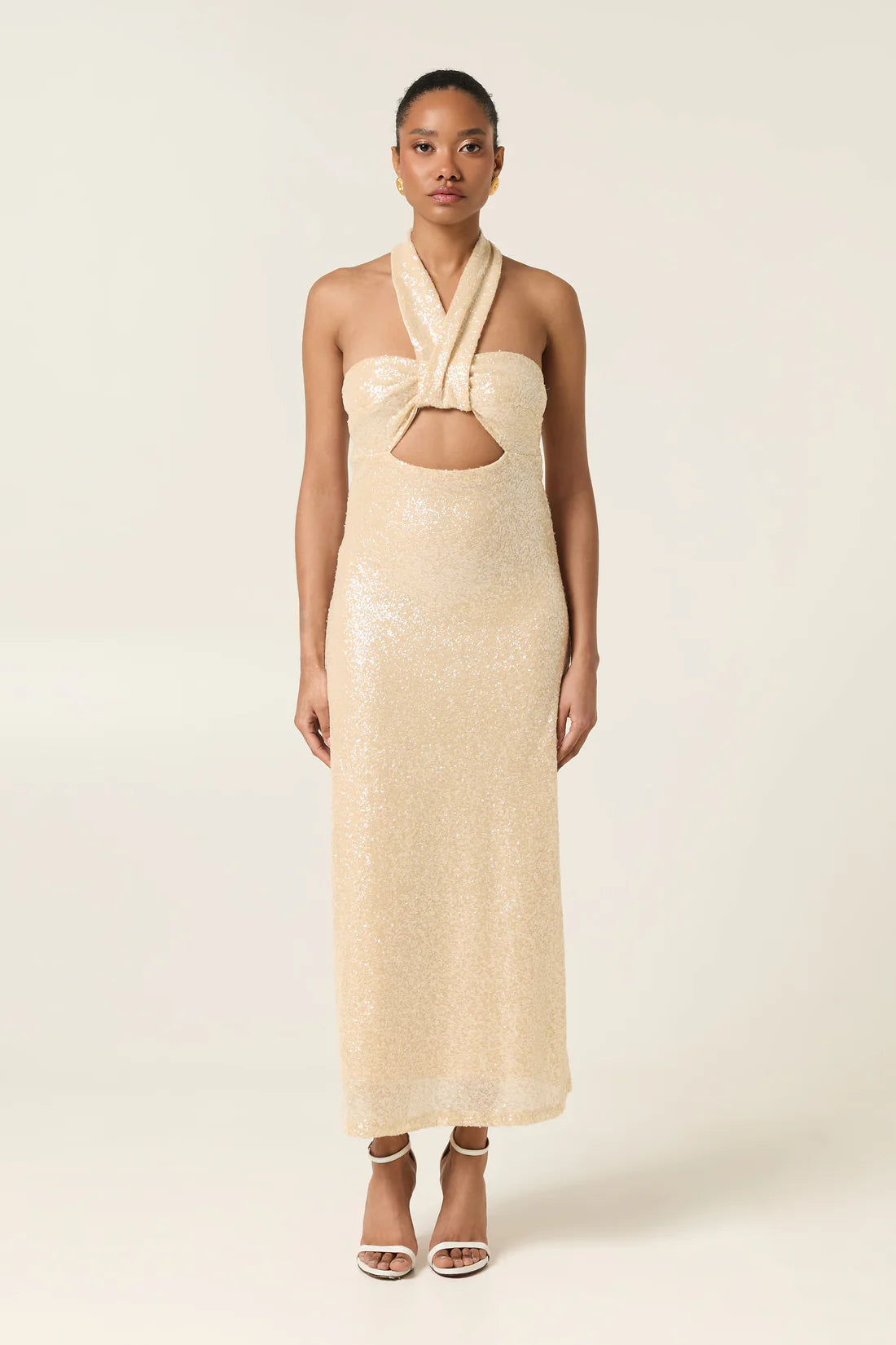 PEARL DUST MIDI SEQUINED DRESS