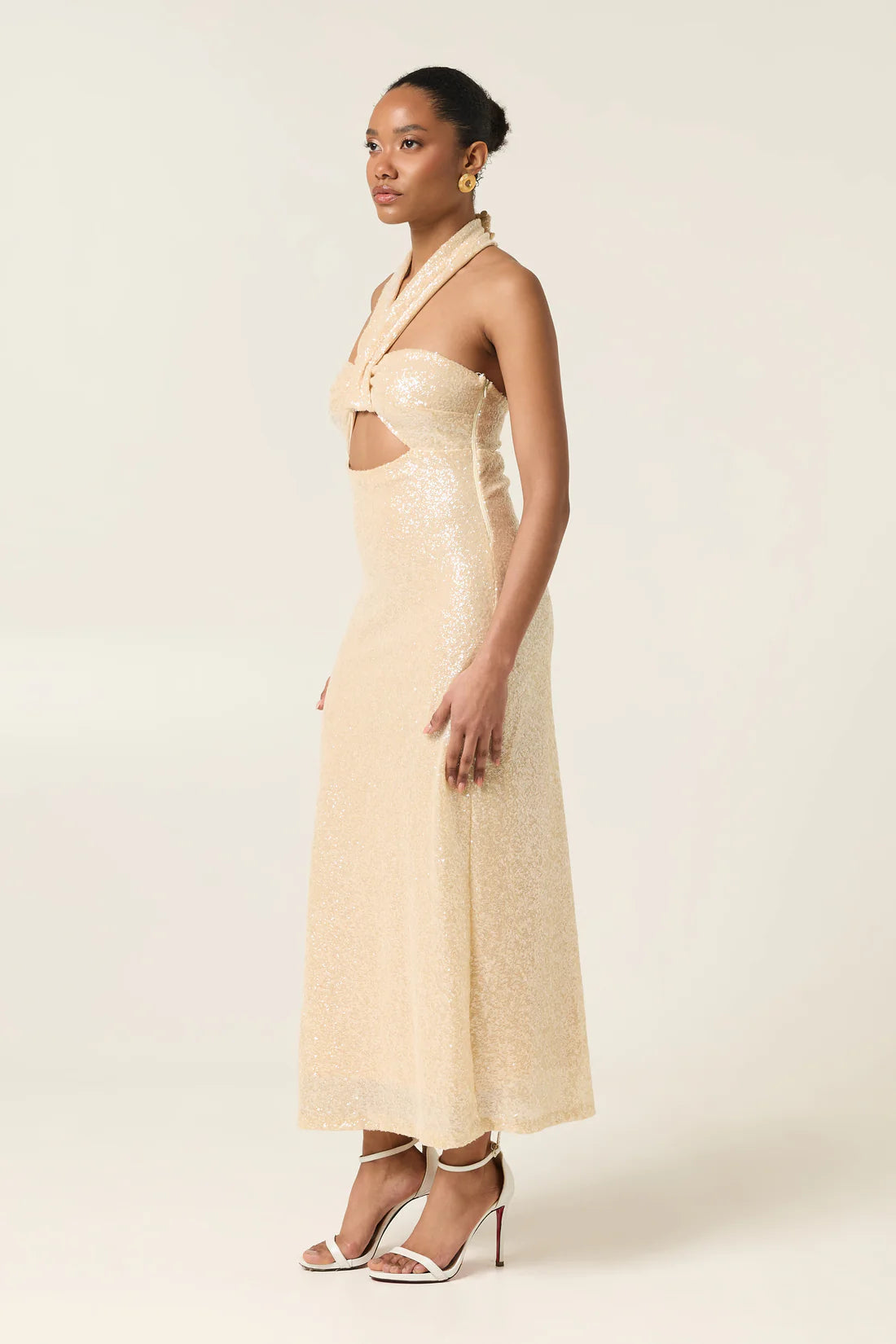 PEARL DUST MIDI SEQUINED DRESS