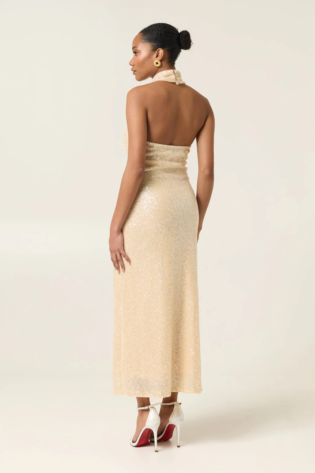 PEARL DUST MIDI SEQUINED DRESS
