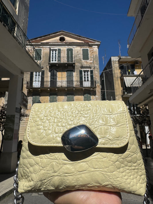 MAYA MINIBAG (Vanilla yellow croco genuine leather)