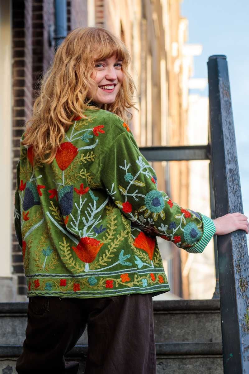 Embroidery Jacket – Olive Green