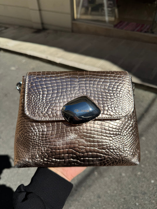 MAYA MINIBAG (Rosegold croco genuine leather)