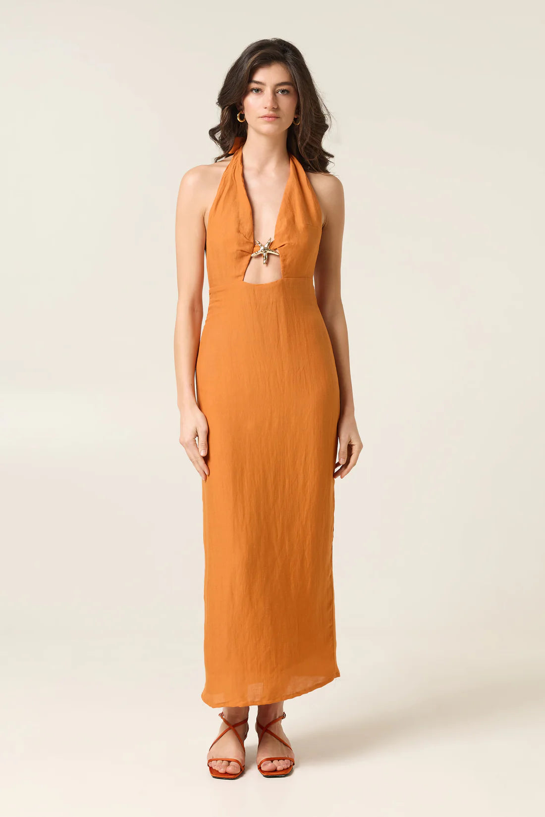 SOLAR MIDI LINEN DRESS