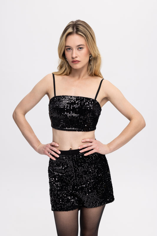 Sequin Black Set (Top & Shorts)