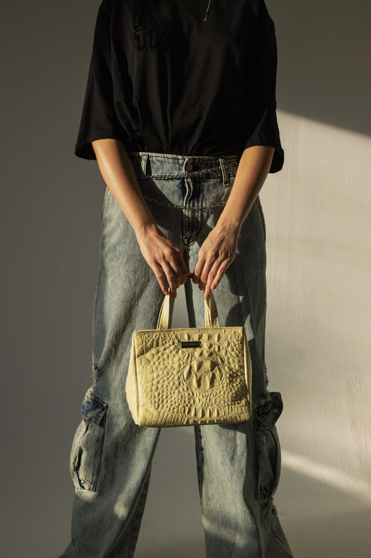 GRACE MINITOTE (vanilla yellow croco genuine leather)