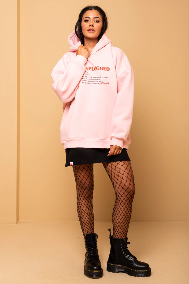 Hooded Φούτερ Blouse Ροζ Unplugged Μπλούζα Με Κουκούλα Petit Boutik