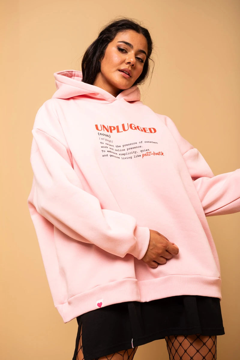 Hooded Φούτερ Blouse Ροζ Unplugged Μπλούζα Με Κουκούλα Petit Boutik
