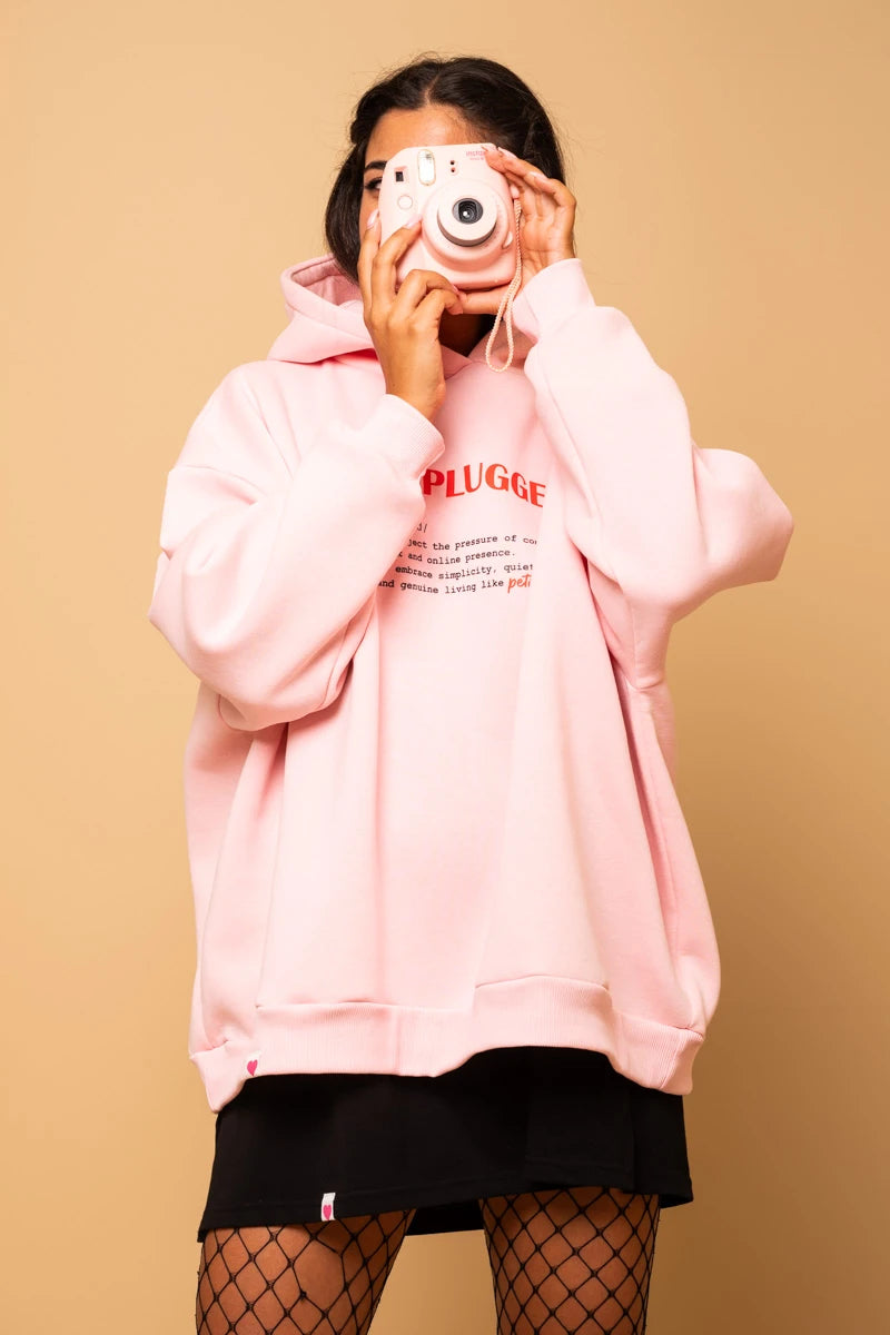 Hooded Φούτερ Blouse Ροζ Unplugged Μπλούζα Με Κουκούλα Petit Boutik