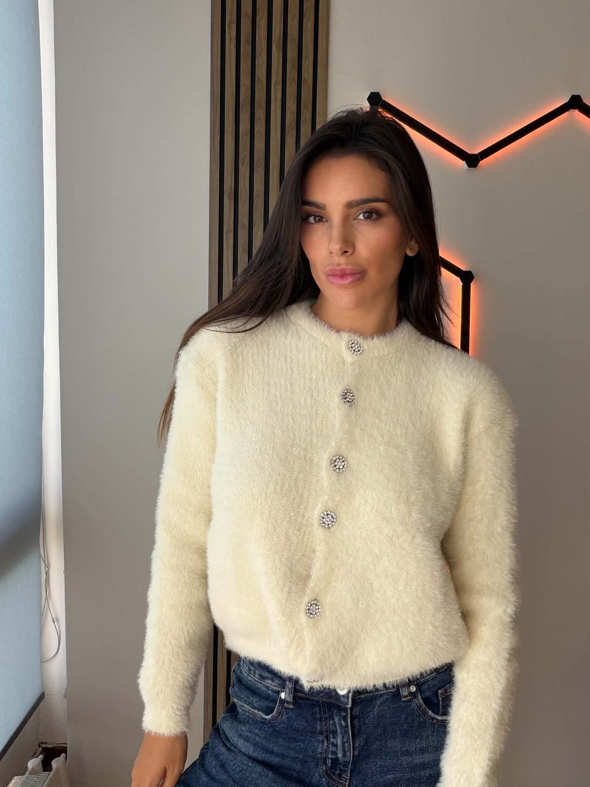 Fluffy Cardigan - White