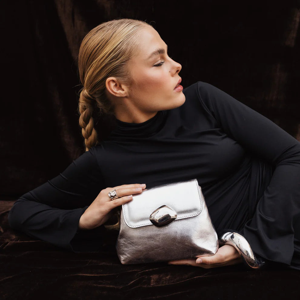 MAYA MINIBAG (silver smooth genuine leather)