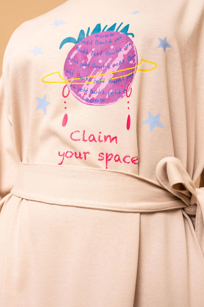 Noelia Frill Dress Claim Your Space Sugar Φούτερ Φόρεμα με Ζώνη Petit Boutik